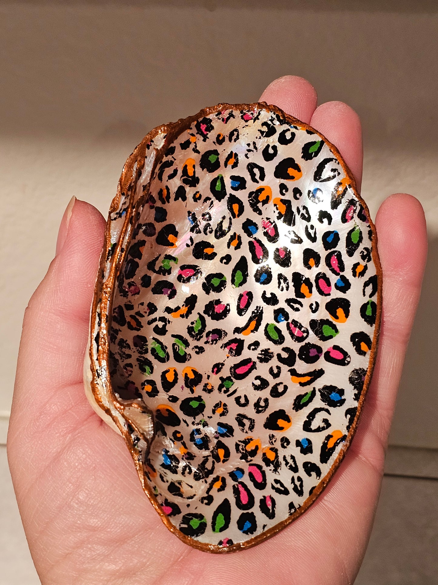Neon leopard trinket shell