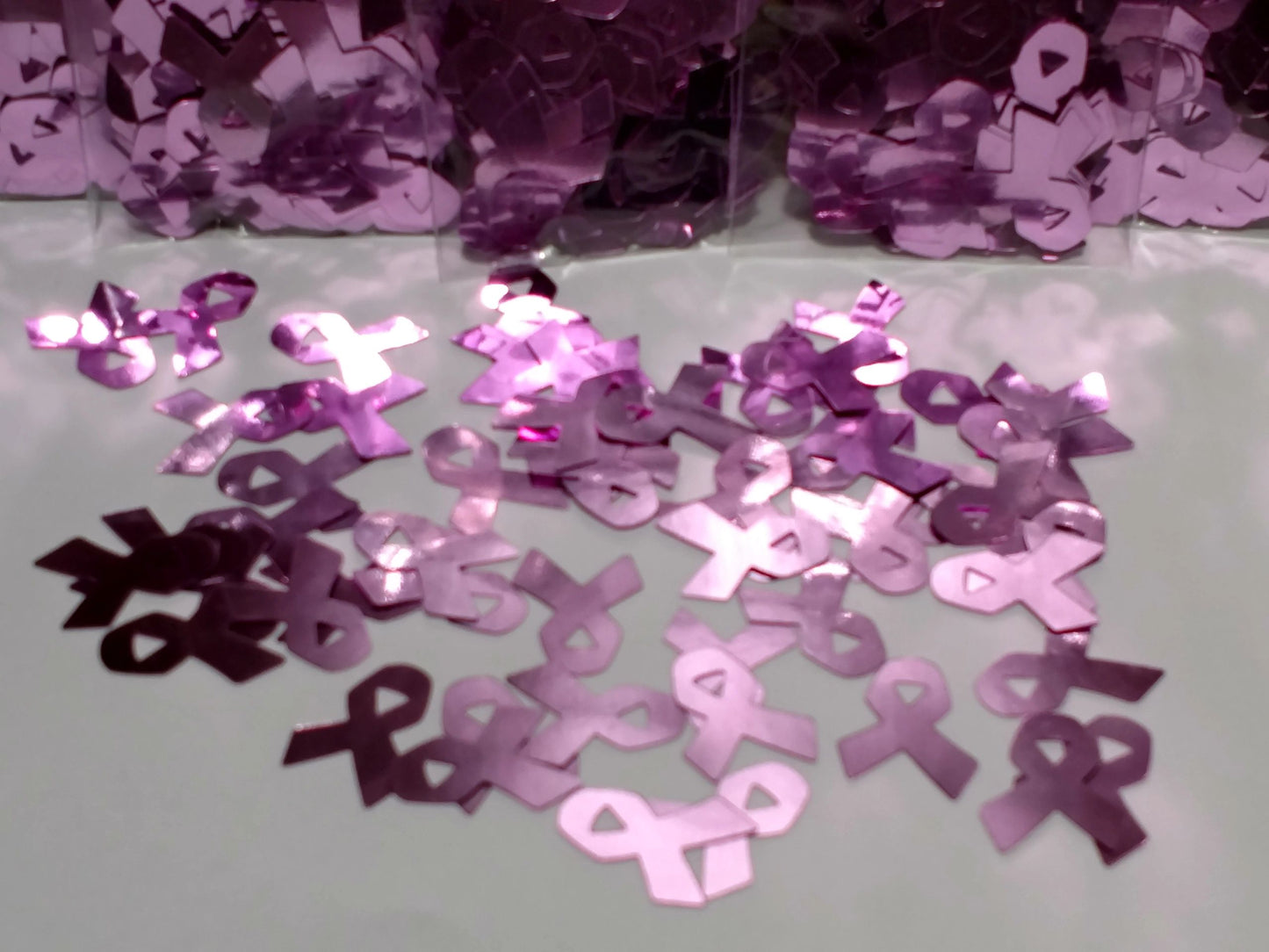 Light pink awareness ribbons