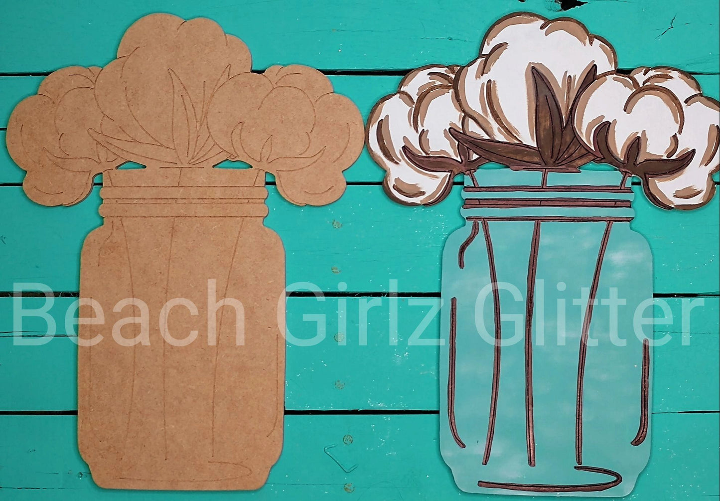 14" Mason Jar with Cotton- Unfinished/etched