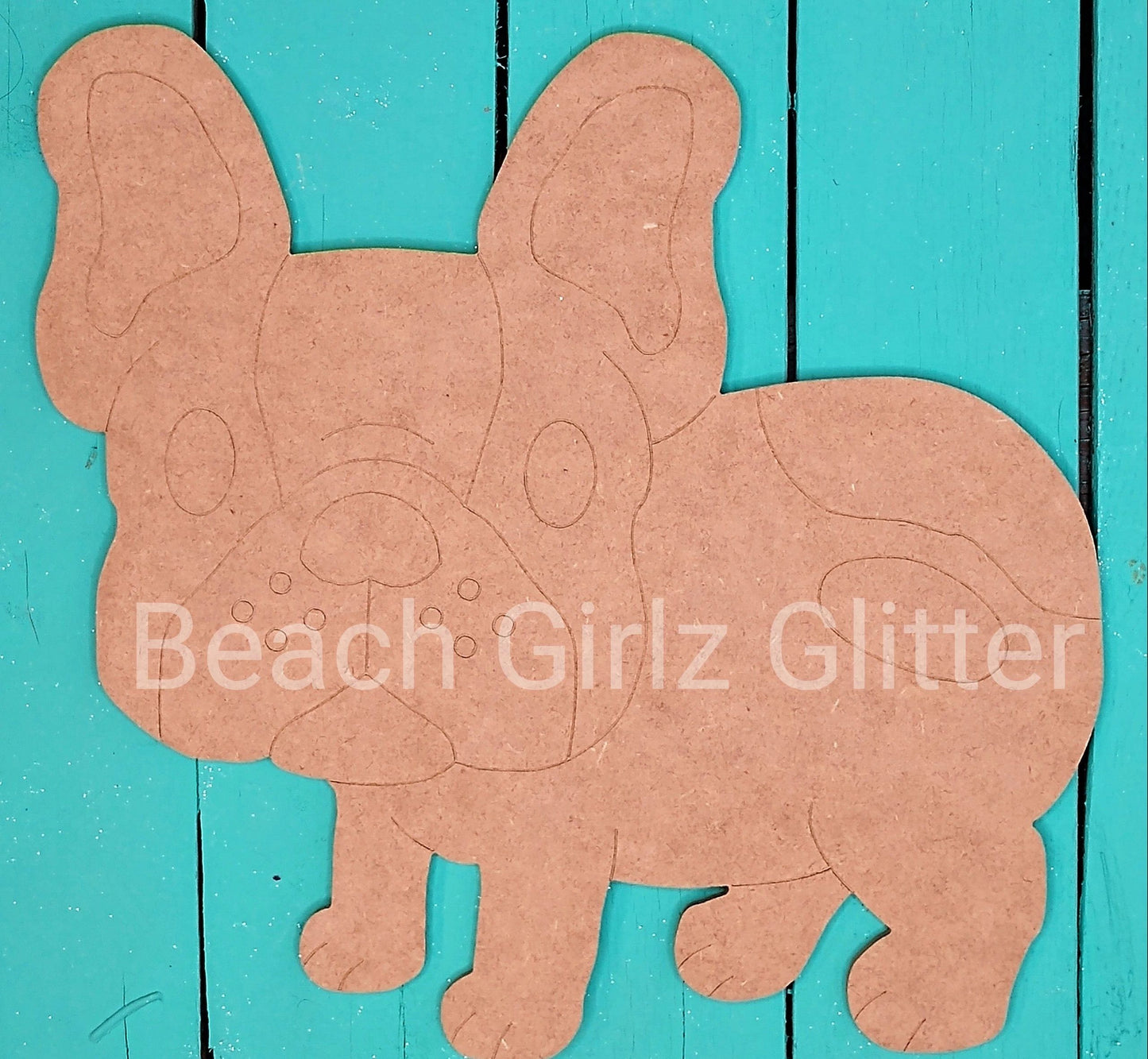 12" etched French bulldog