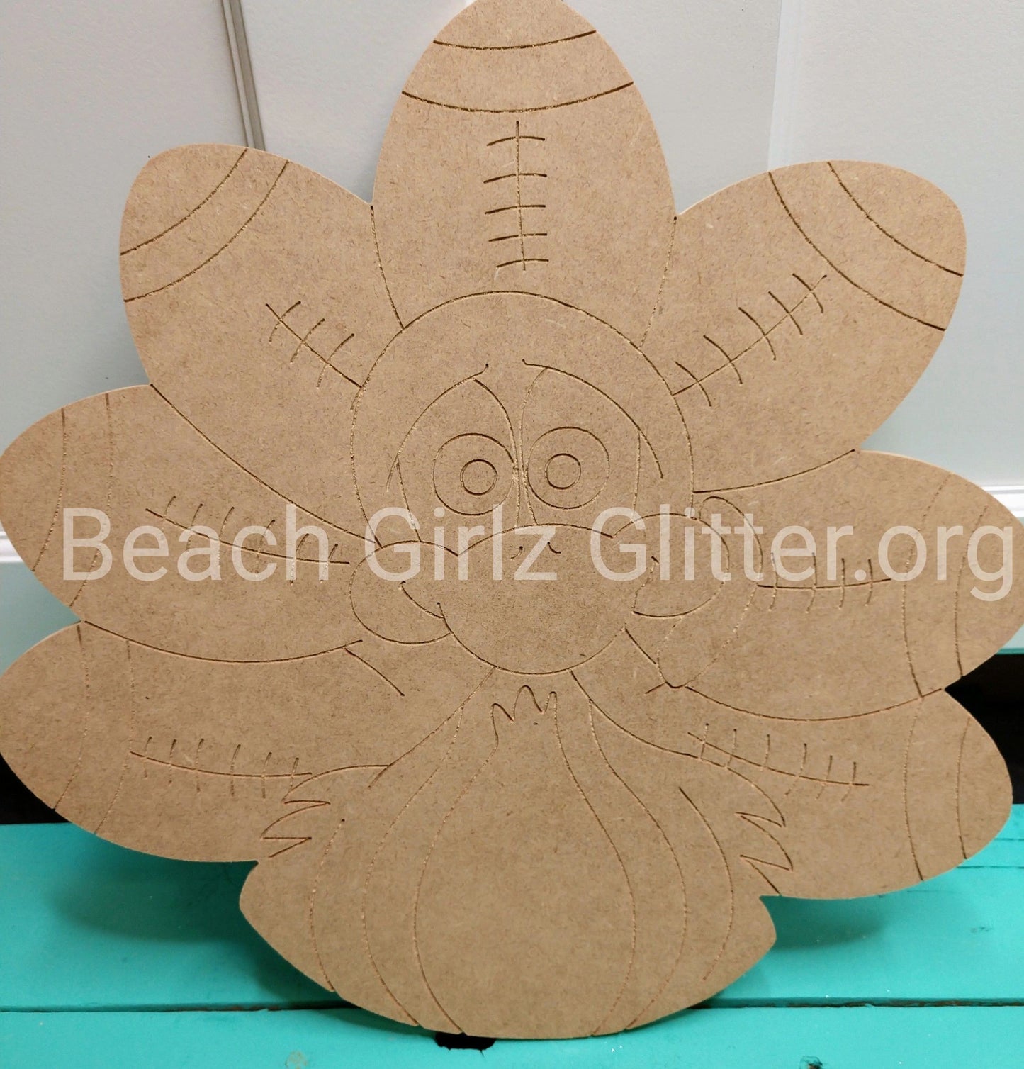 12" etched Turkey- Football tail