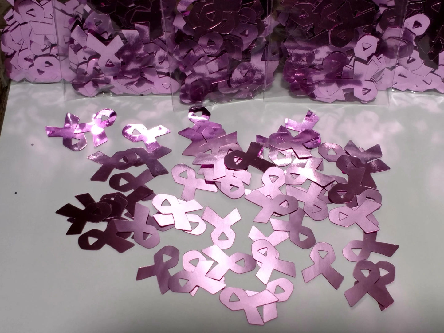 Light pink awareness ribbons