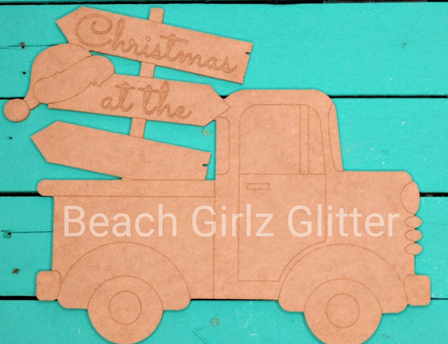 14" old style etched Christmas truck- blank sign