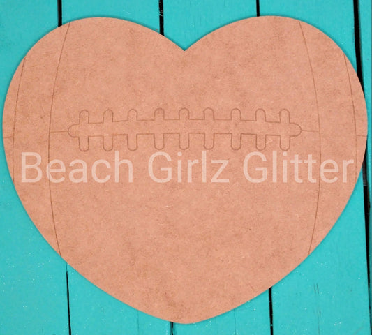 12" etched football heart