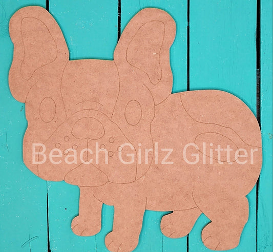 12" etched French bulldog