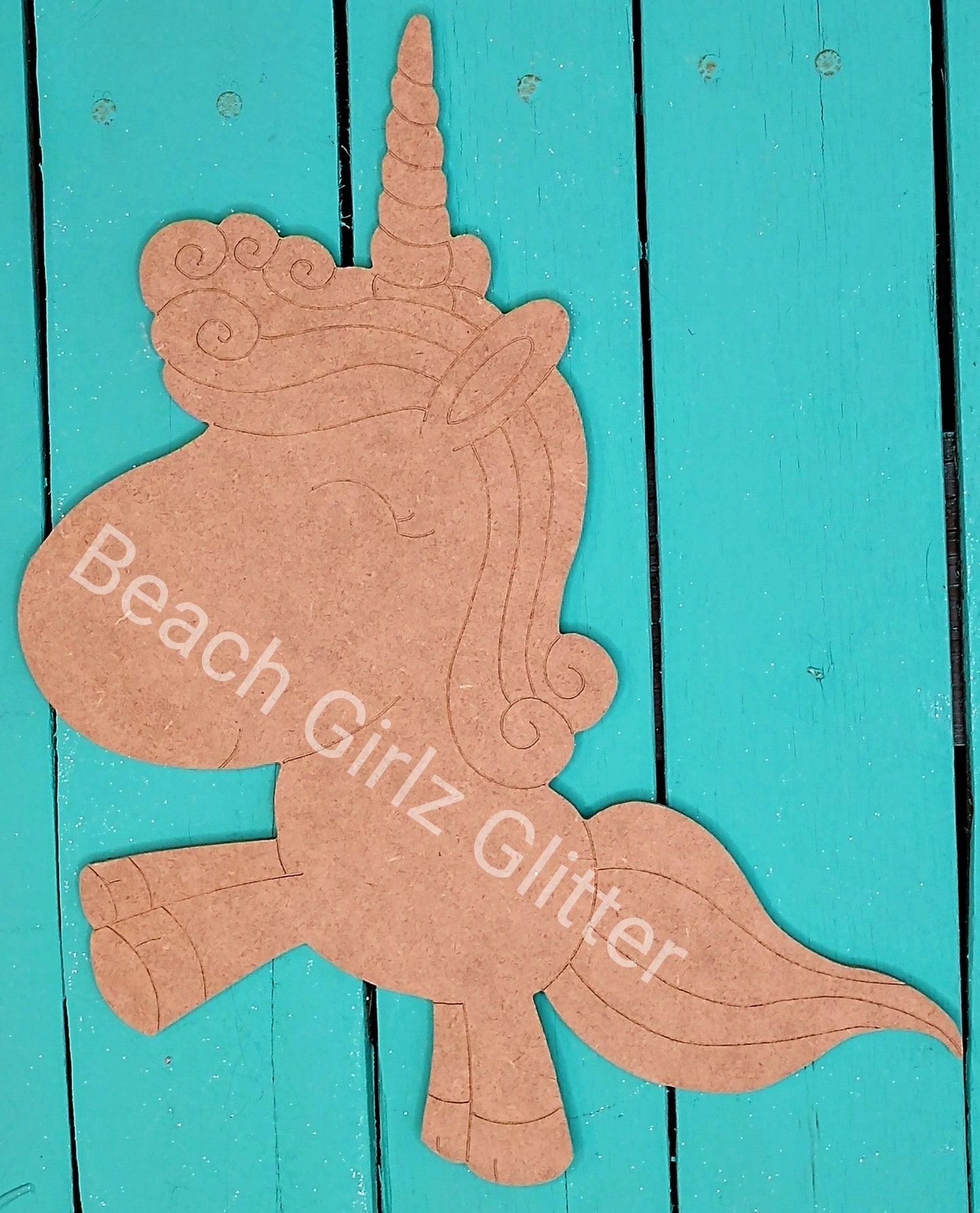 12" etched unicorn